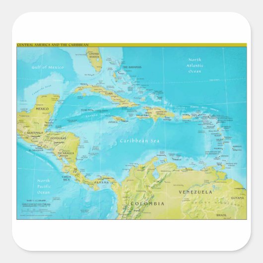 Geopolitieke regionale kaart van Midden-Amerika Vierkante Sticker (Voorkant)