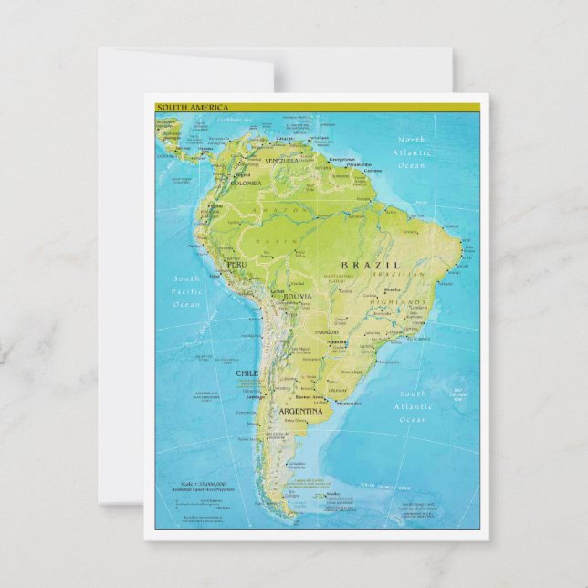 Geopolitieke regionale kaart van Zuid-Amerika (Voorkant)