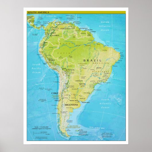 Geopolitieke regionale kaart van Zuid-Amerika Poster (Voorkant)