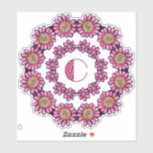 Geordend C-monogram met Cute Boho Flowers Sticker (Vel)