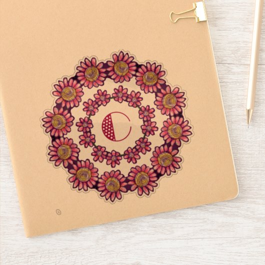 Geordend C-monogram met Cute Boho Flowers Sticker (Notitieboek)