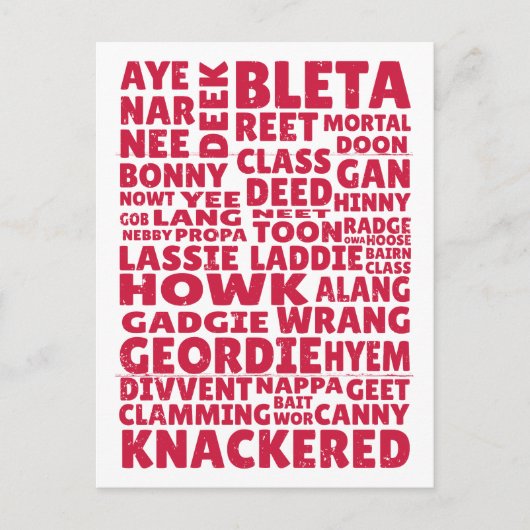 Geordie slang Noordelijk Engels taal Briefkaart (Voorkant)