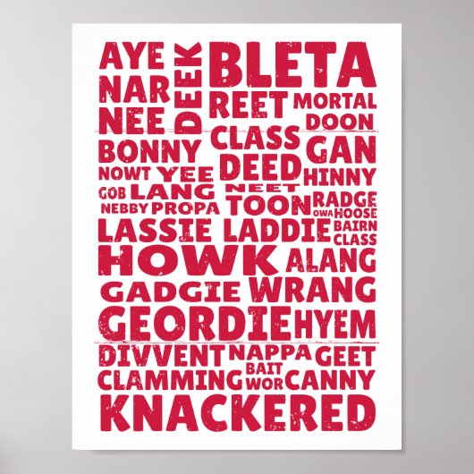 Geordie slang Noordelijk Engels taal Poster (Voorkant)