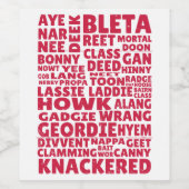 Geordie slang Noordelijk Engels taal Wijn Etiket (Enkel label)