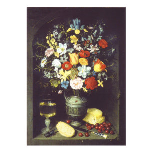 Georg Flegel Big stuk bloemen (niche) Foto Afdruk