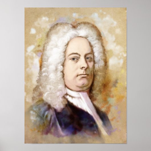 Georg Friedrich Händel Portrait im Aquarell Style Poster (Voorkant)