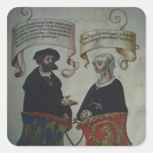 Georg Fugger zijn vrouw Regina Imhoff, Geheim Vierkante Sticker