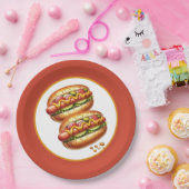 Georganiseerd hotdogfeest papieren bordje (Feest)