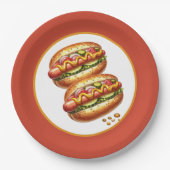 Georganiseerd hotdogfeest papieren bordje (Voorkant)