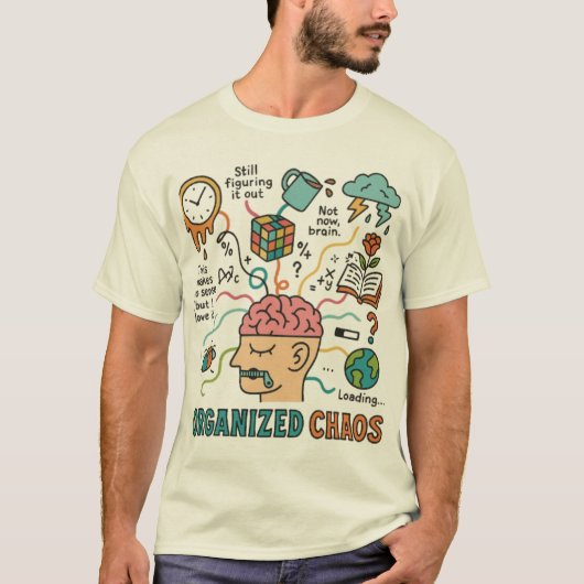 Georganiseerde chaos – een kleurrijke mindmap t-shirt (Voorkant)