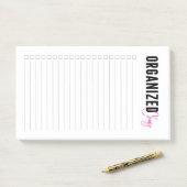 Georganiseerde roze Chaos met checkboxes Post-it® Notes (Op bureau)