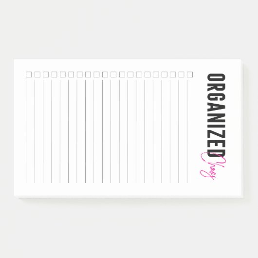 Georganiseerde roze Chaos met checkboxes Post-it® Notes (Voorkant)