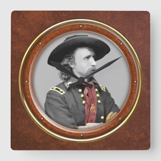 George A. Custer 10,75 inch Vierkante Klok (Voorkant)