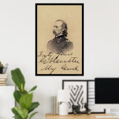 George Armstrong Custer Ondertekende Kaart 1866 Poster (Thuiskantoor)