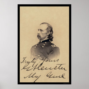 George Armstrong Custer Ondertekende kaart 1866 Poster