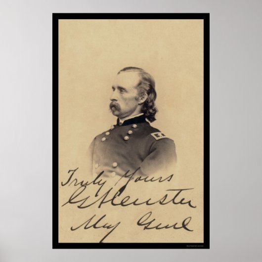George Armstrong Custer Ondertekende Kaart 1866 Poster (Voorkant)