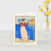 George Barbier Art Deco Blank Note Kaart (Gele Bloem)