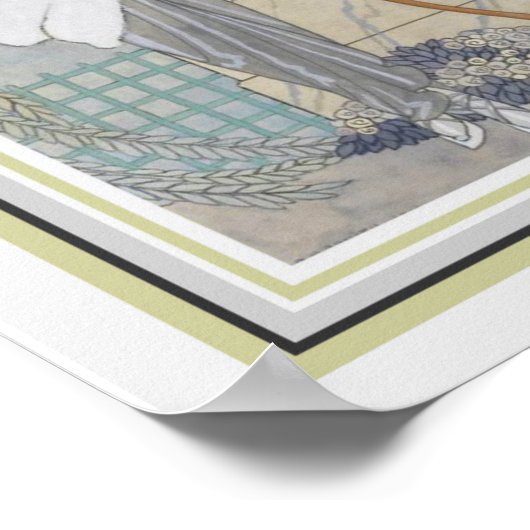 George Barbier Art deco Feather & Fur 12 x 16 Poster (Hoek)