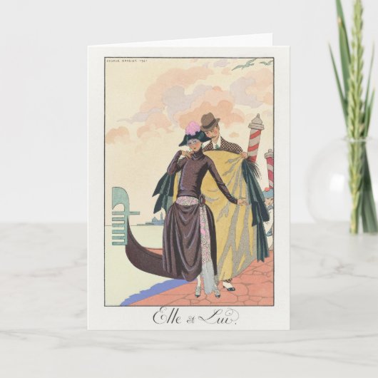 George Barbier, Art Deco Hartelijk dank Bedankkaart (Voorkant)