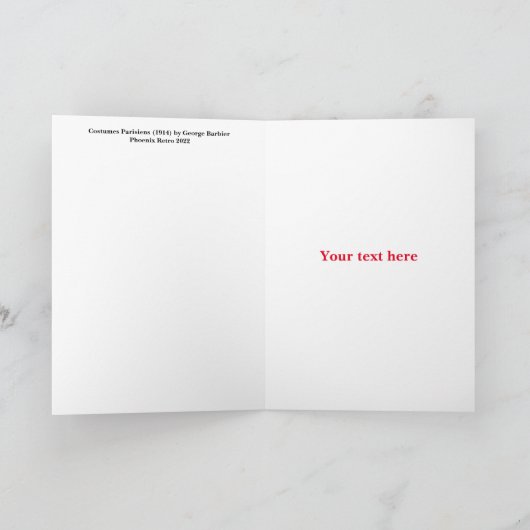 George Barbier Art Deco mode Bedankkaart (Binnen)