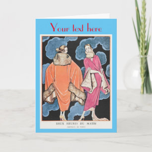 George Barbier Art Deco mode Hartelijk dank Bedankkaart