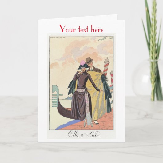 George Barbier Art Deco mode Hartelijk dank Bedankkaart (Voorkant)