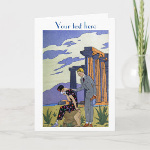 George Barbier Art Deco mode Hartelijk dank Bedankkaart