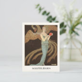 George Barbier Art Deco Mode Illustratie Briefkaart (Staand voorkant)