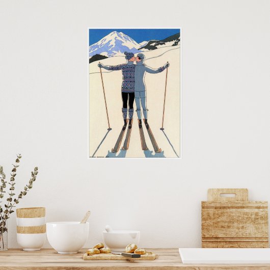  George Barbier Couple Skiing 1925 Fine Ar Poster (Keuken)
