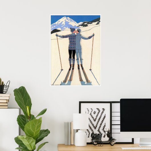  George Barbier Couple Skiing 1925 Fine Ar Poster (Thuiskantoor)