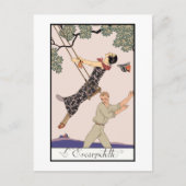 George Barbier  Deco Mode L'Escarpolette Briefkaart (Voorkant)