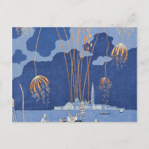 George Barbier Fireworks in Venetië 1924 Briefkaart