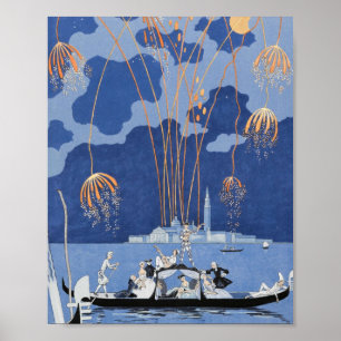 George Barbier Fireworks in Venetië 1924 Poster