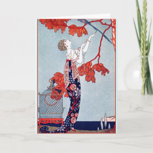 George Barbier "L'Oiseau Volage" 1914 Kaart (Voorkant)