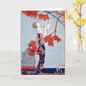 George Barbier "L'Oiseau Volage" 1914 Kaart (Gele Bloem)