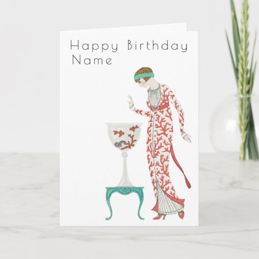 George Barbier vrouw met Urn Art Deco Birthday Kaart (Voorkant)