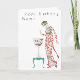 George Barbier vrouw met Urn Art Deco Birthday Kaart