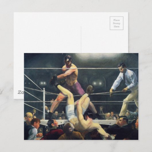 George Bellows Dempsey en Firpo Art van Boxing Briefkaart (Voorkant / Achterkant)