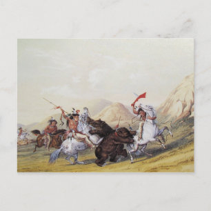 George Catlin - Aanpak van het Grizzly-Beer Briefkaart