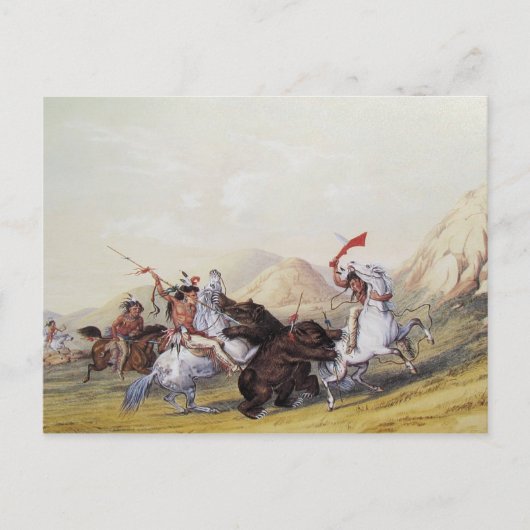 George Catlin - Aanpak van het Grizzly-Beer Briefkaart (Voorkant)