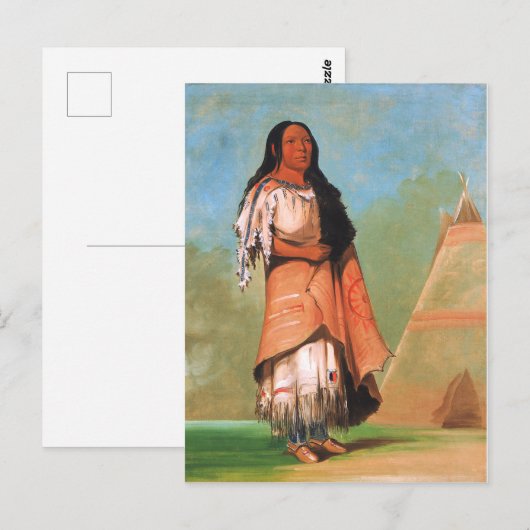 George Catlin, Blackfoot Indiase vrouw Briefkaart (Voorkant / Achterkant)
