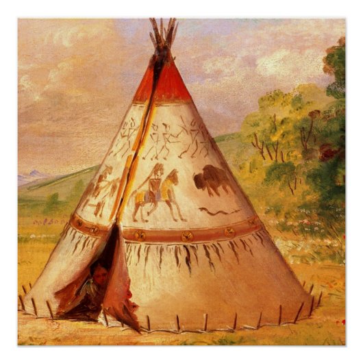 George Catlin, Indian Wigwam, American Frontier Perfect Poster (Voorkant)