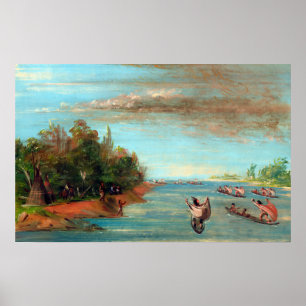 George Catlin Sac en Fox Sailing in Canoes Poster
