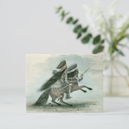 George Catlin - Warrior Briefkaart (Staand voorkant)