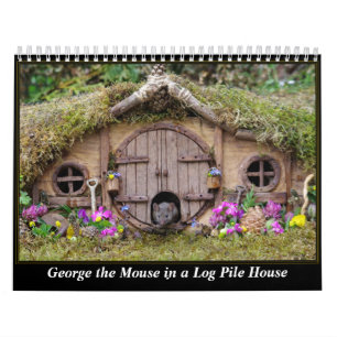 George de muis in een log pile House 2020 kalender