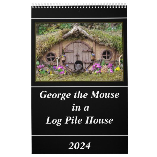 George de muis in een log stapel House kalender (Hoes)