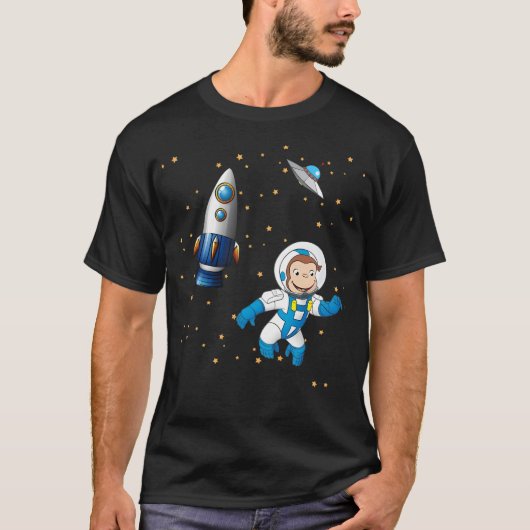 George de nieuwsgierige aap astronaut Cartoon in S T-shirt (Voorkant)