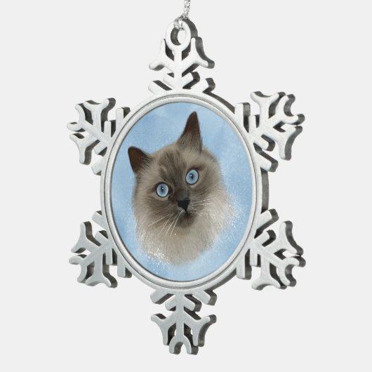 George de ragdoll tin sneeuwvlok ornament (Rechts)