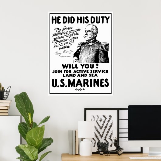 George Dewey US Marines Poster (Thuiskantoor)