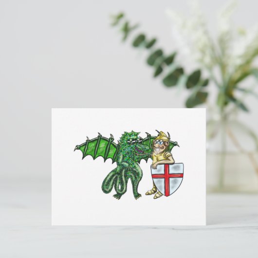 George en de draak briefkaart (Staand voorkant)
